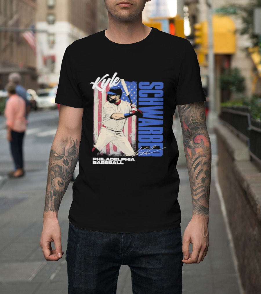Kyle Schwarber American Flag Philadelphia Baseball T-Shirt