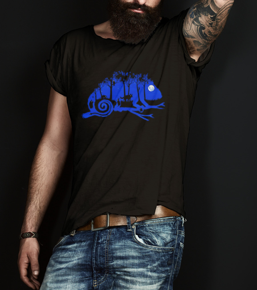 The Midnight Forest Chameleon Moonlit Night Sky T-Shirt