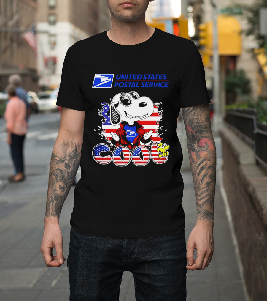 United States Postal Service Snoopy American Flag Cool 250th T-Shirt