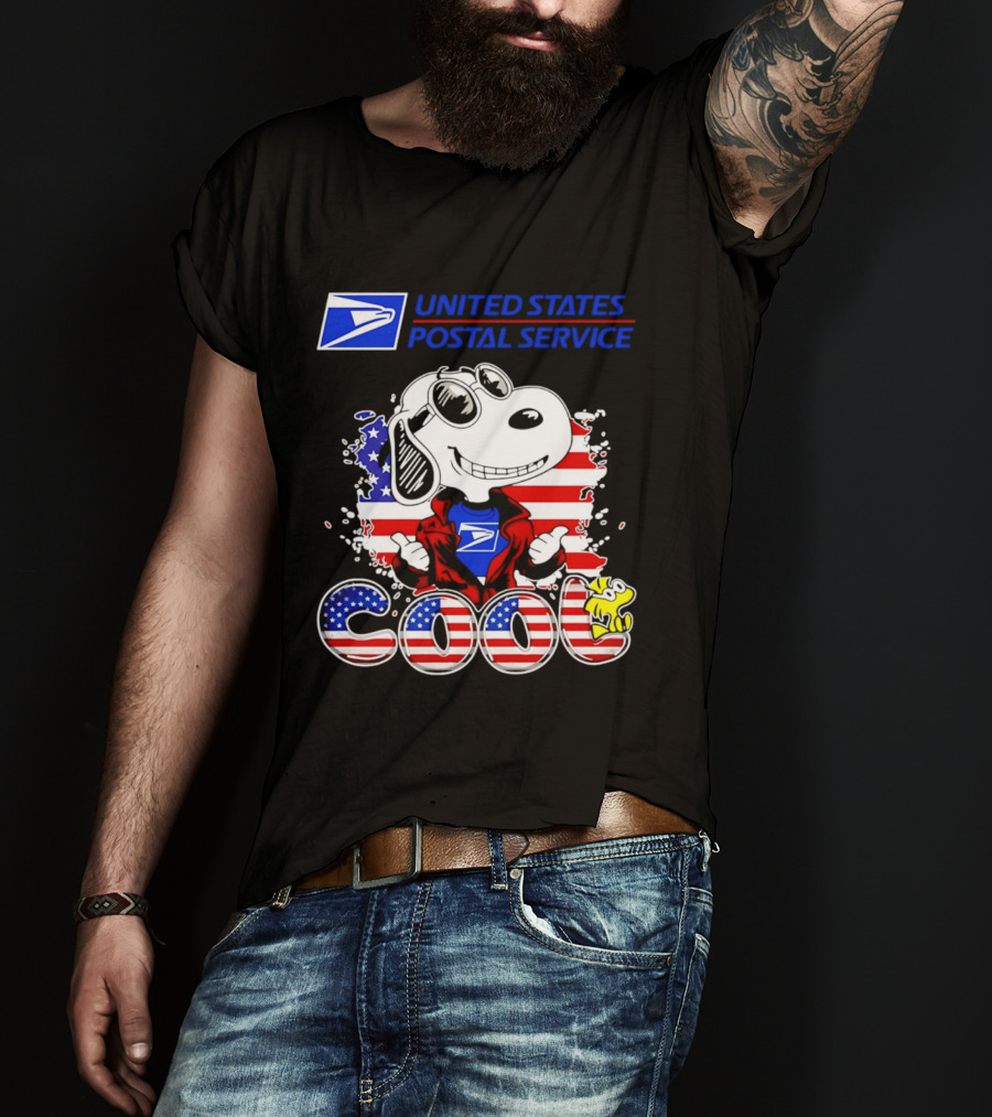 United States Postal Service Snoopy American Flag Cool 250th T-Shirt