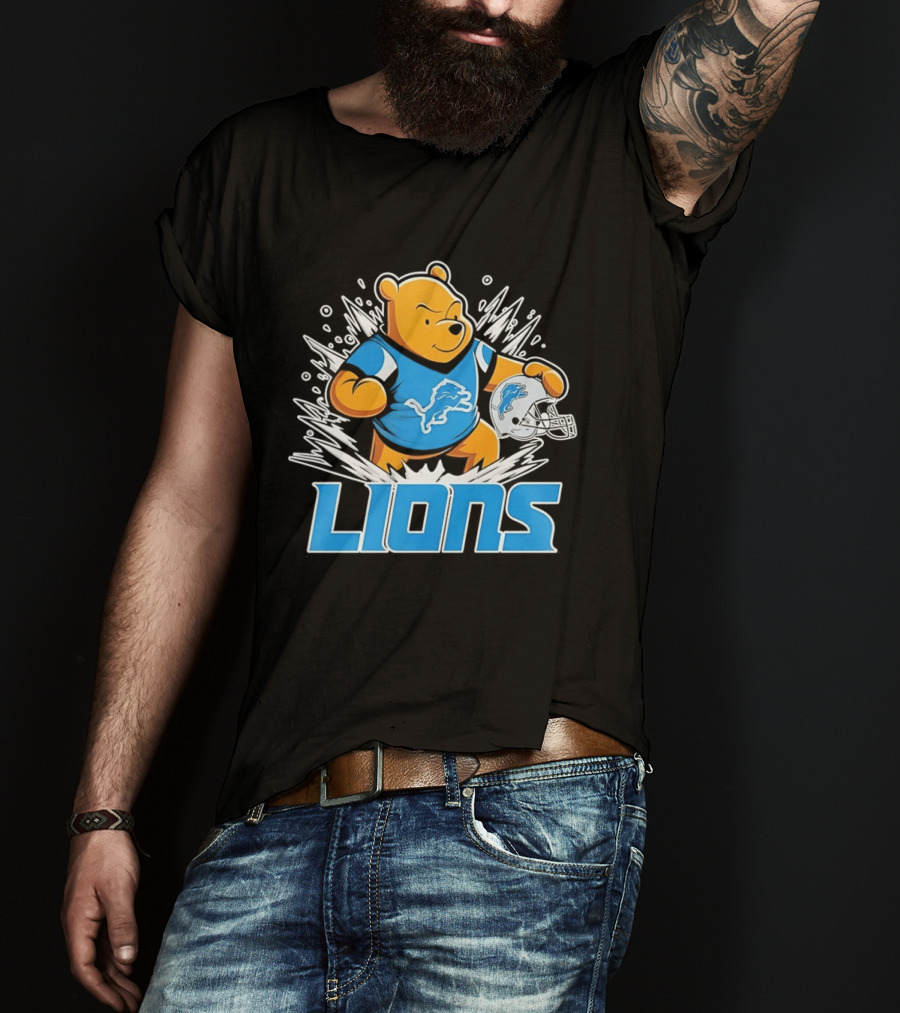 Winnie Pooh Detroit Lions 2024 Helmet Lions Football Team Fan Merchandise T-Shirt