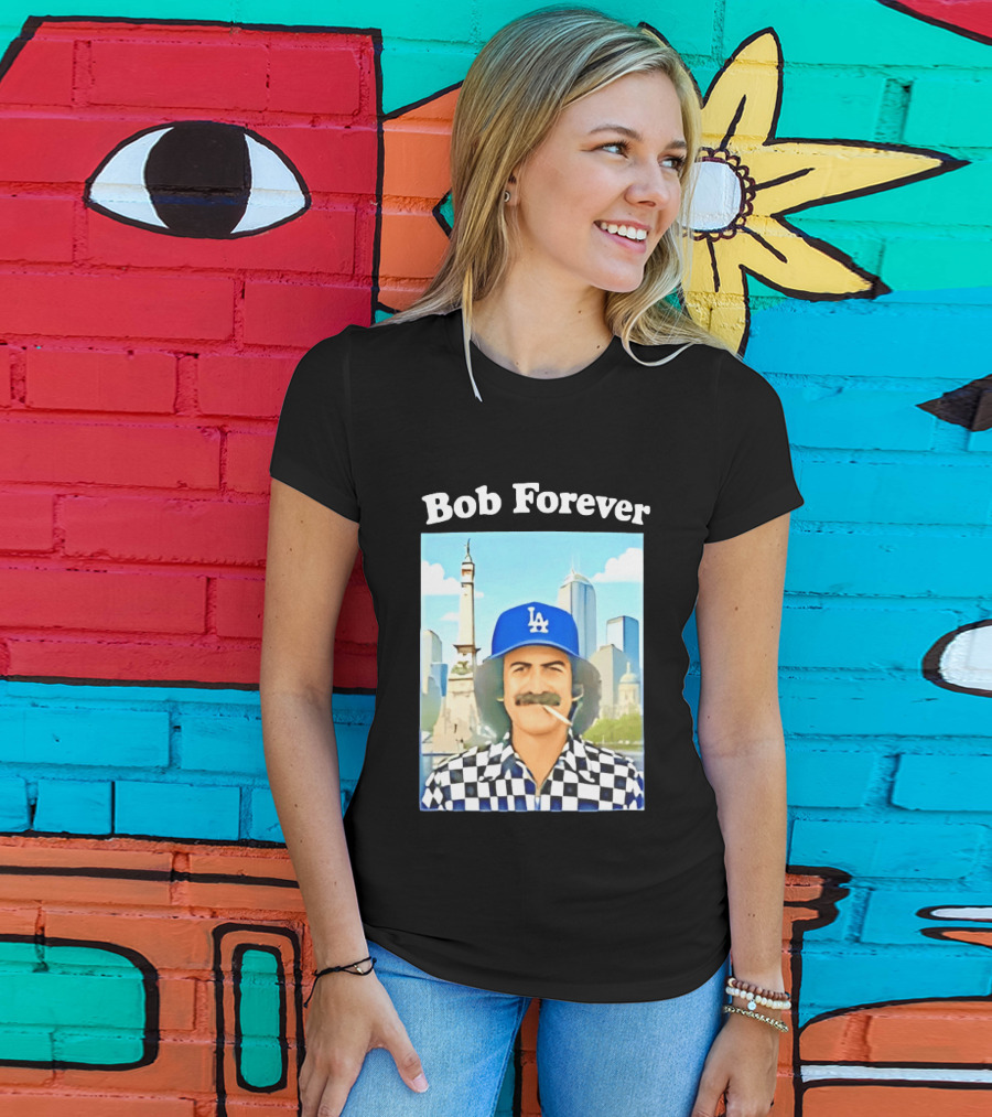 Bob Forever Los Angeles Dodgers Skyline Checkerboard Hat T-Shirt