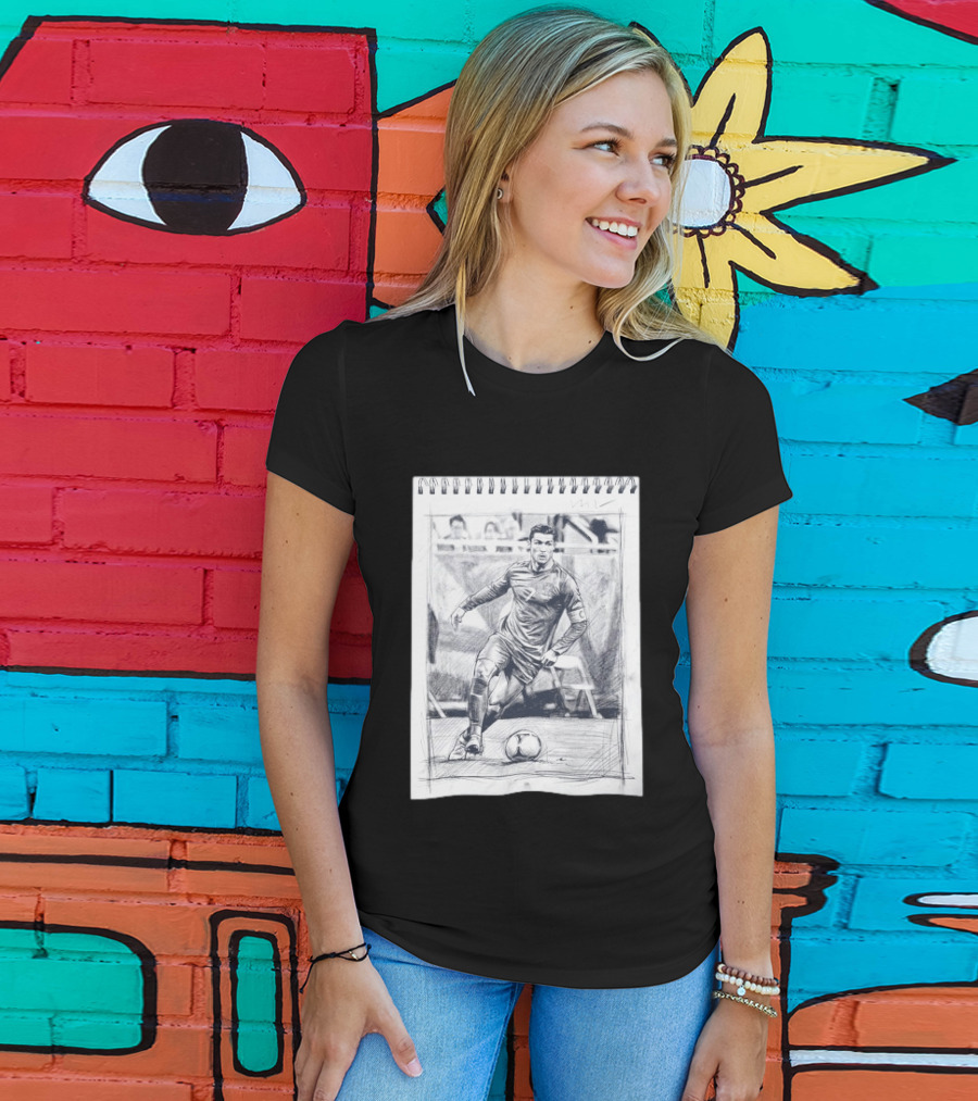 Cristiano Ronaldo CR7 Soccer Sketchbook Drawing T-Shirt