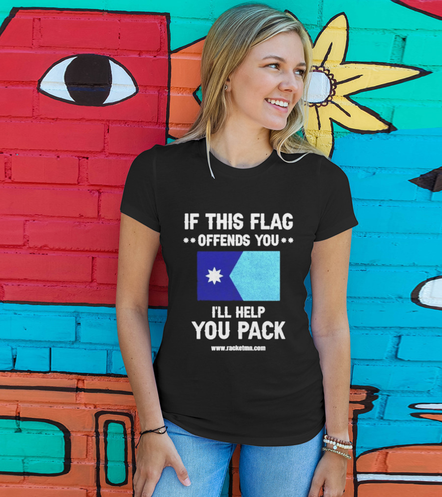 If This Flag Offends You I'll Help You Pack Seven Point Star Blue Flag T-Shirt