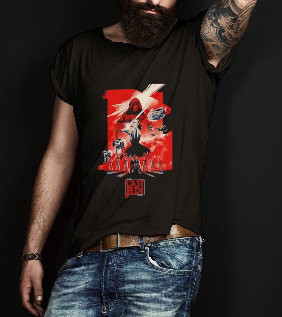 Luke Skywalker Rey Kylo Ren Millennium Falcon X Wing The Last Jedi T-Shirt