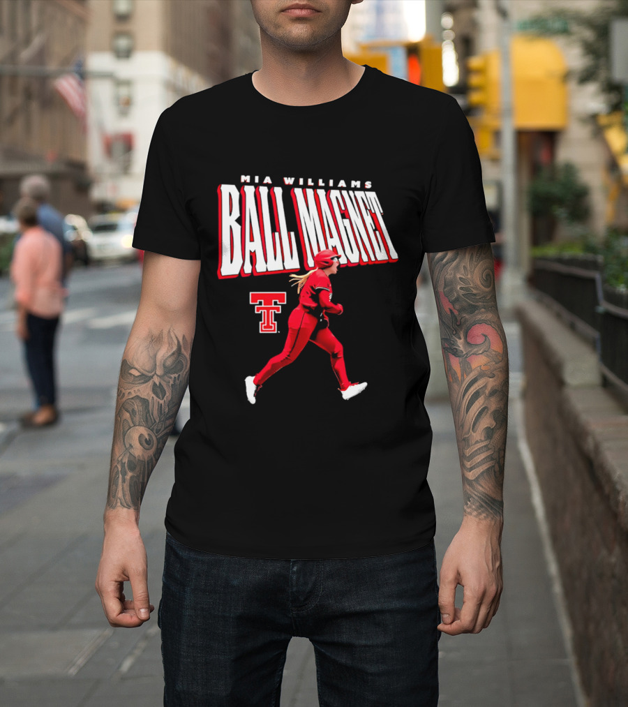 Mia Williams Ball Magnet Texas Tech Logo Running Player T-Shirt