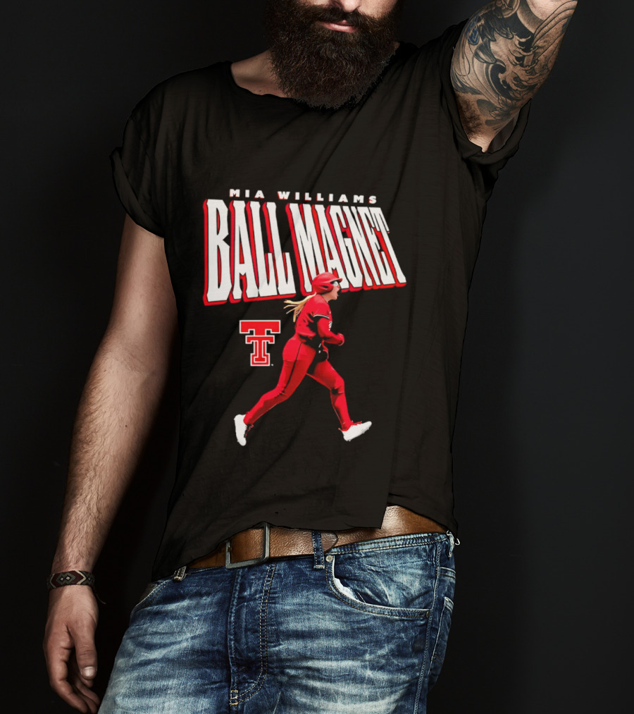 Mia Williams Ball Magnet Texas Tech Logo Running Player T-Shirt