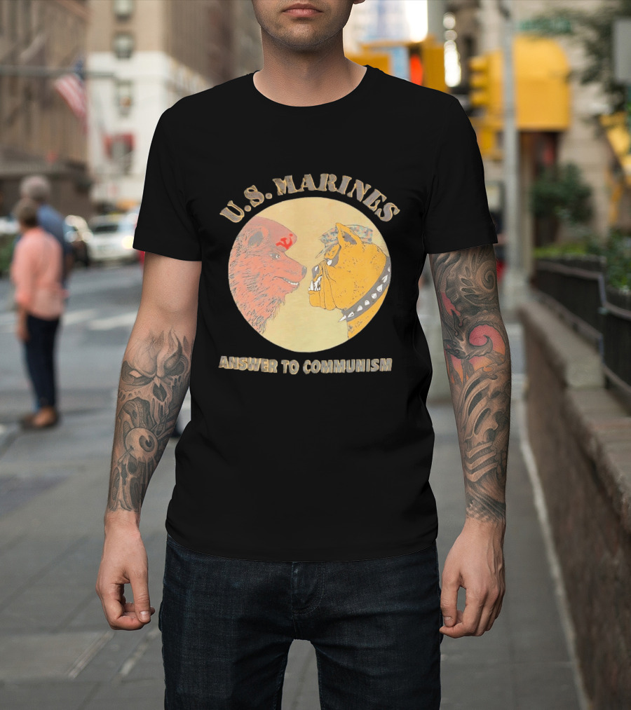 U.S. Marines Answer To Communism Soviet Bear Versus Marine Bulldog T-Shirt
