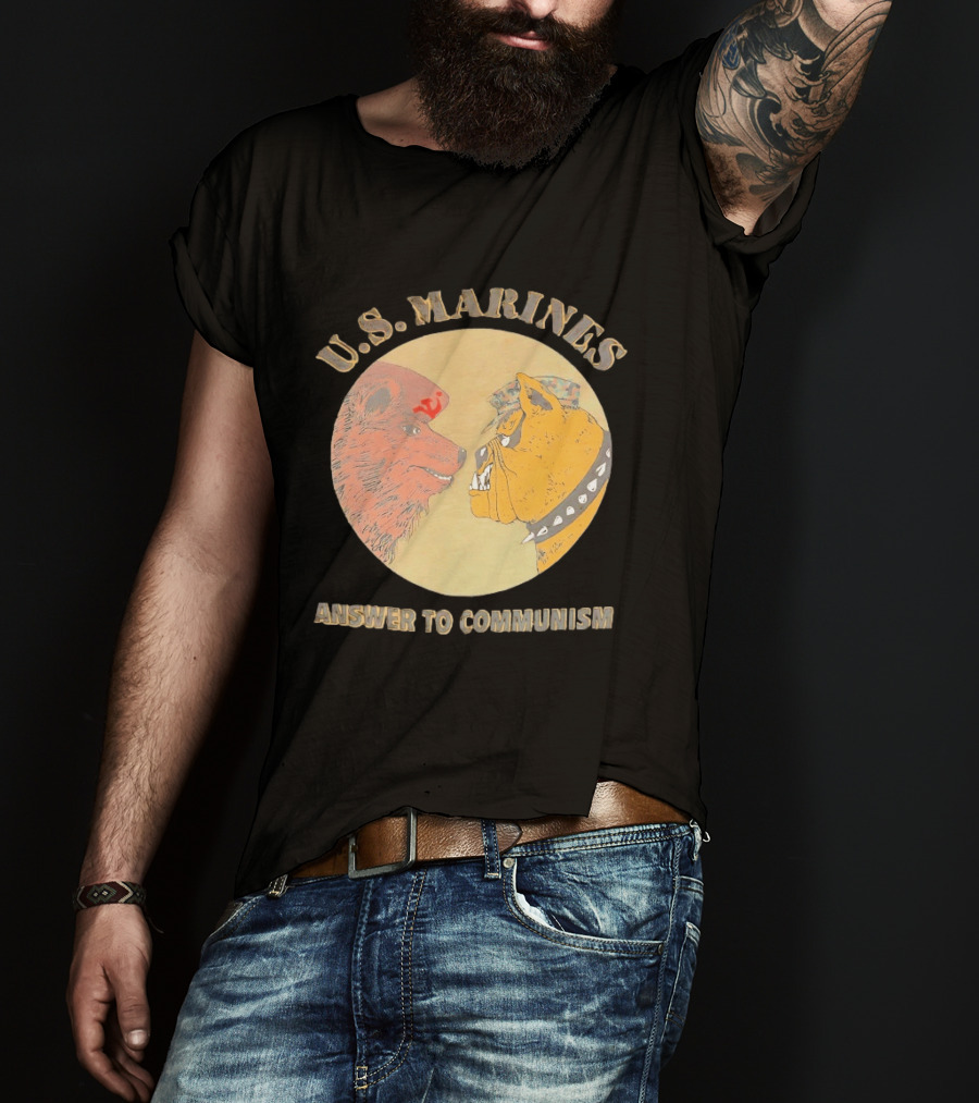 U.S. Marines Answer To Communism Soviet Bear Versus Marine Bulldog T-Shirt