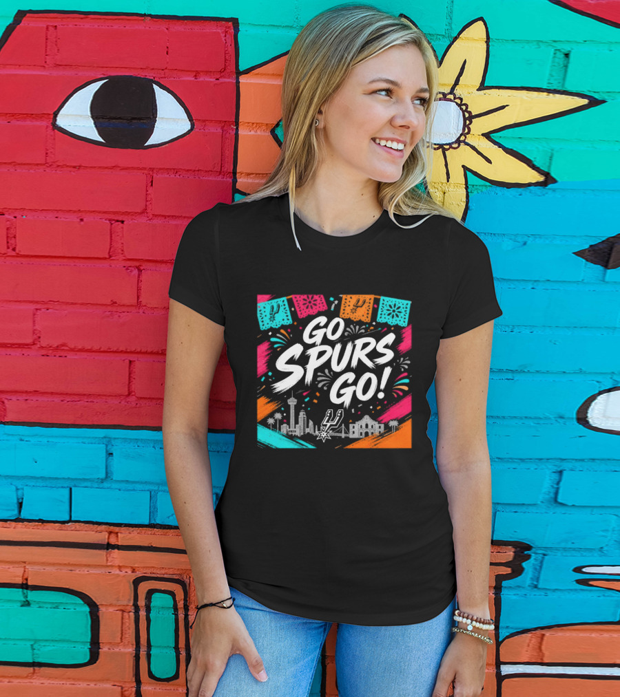 Go Spurs Go San Antonio Skyline Fiesta Celebration T-Shirt