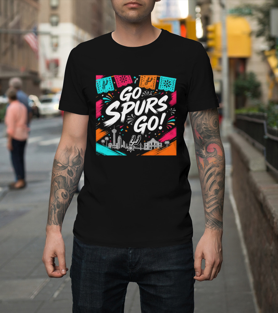 Go Spurs Go San Antonio Skyline Fiesta Celebration T-Shirt