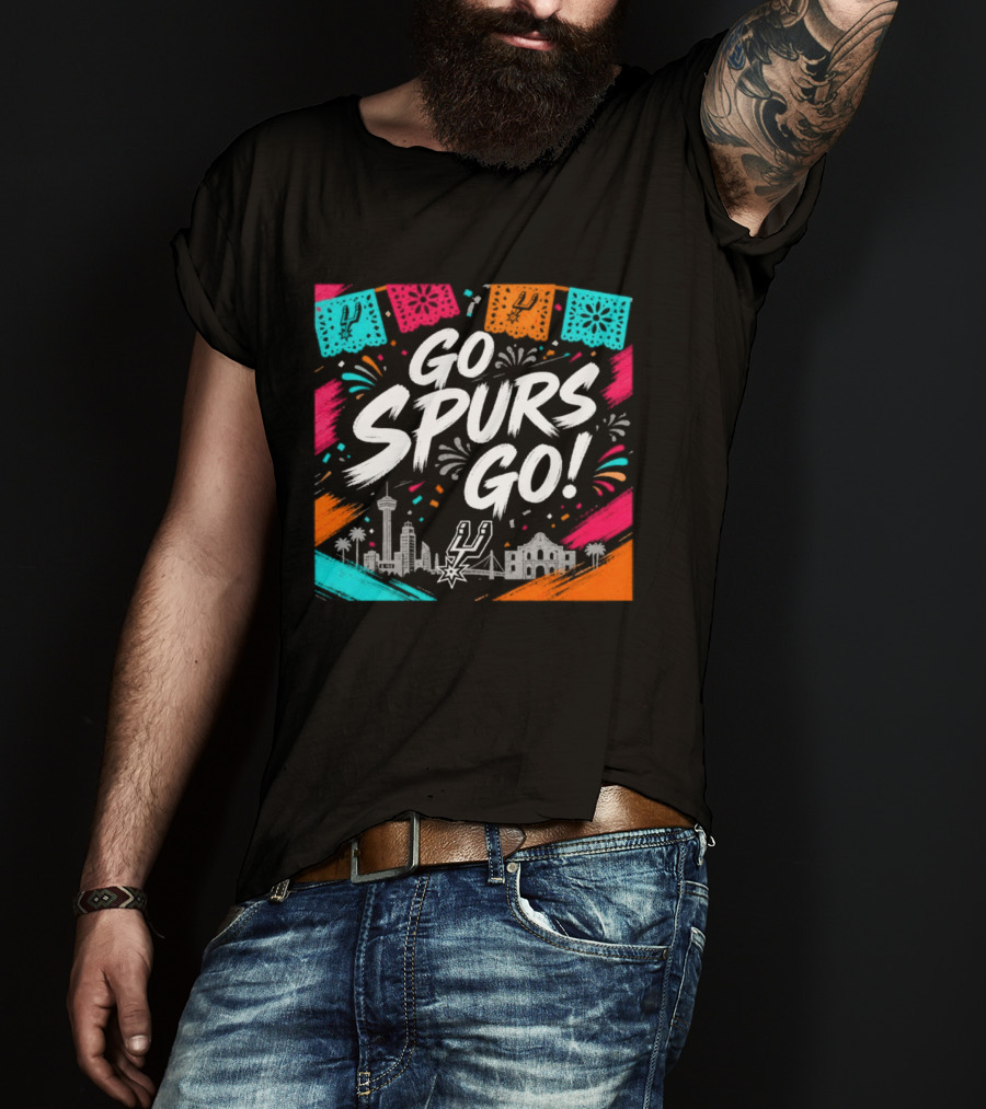 Go Spurs Go San Antonio Skyline Fiesta Celebration T-Shirt