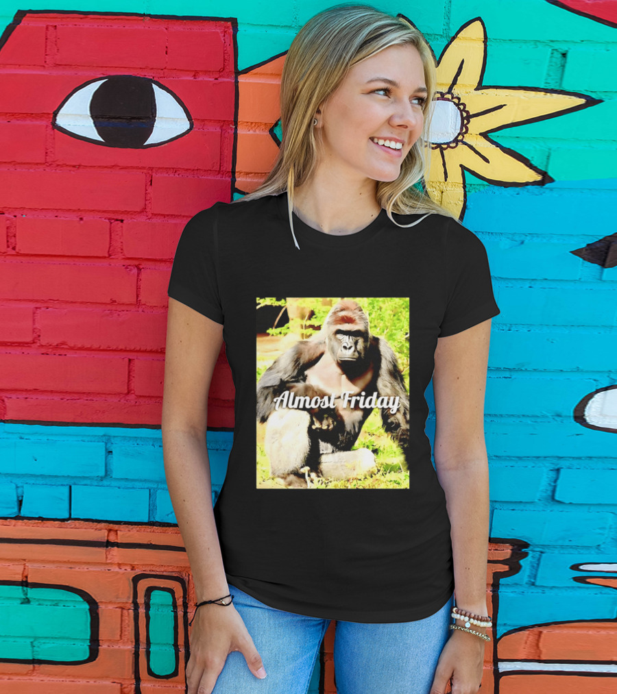 Almost Friday Gorilla Relaxing In Nature T-Shirt