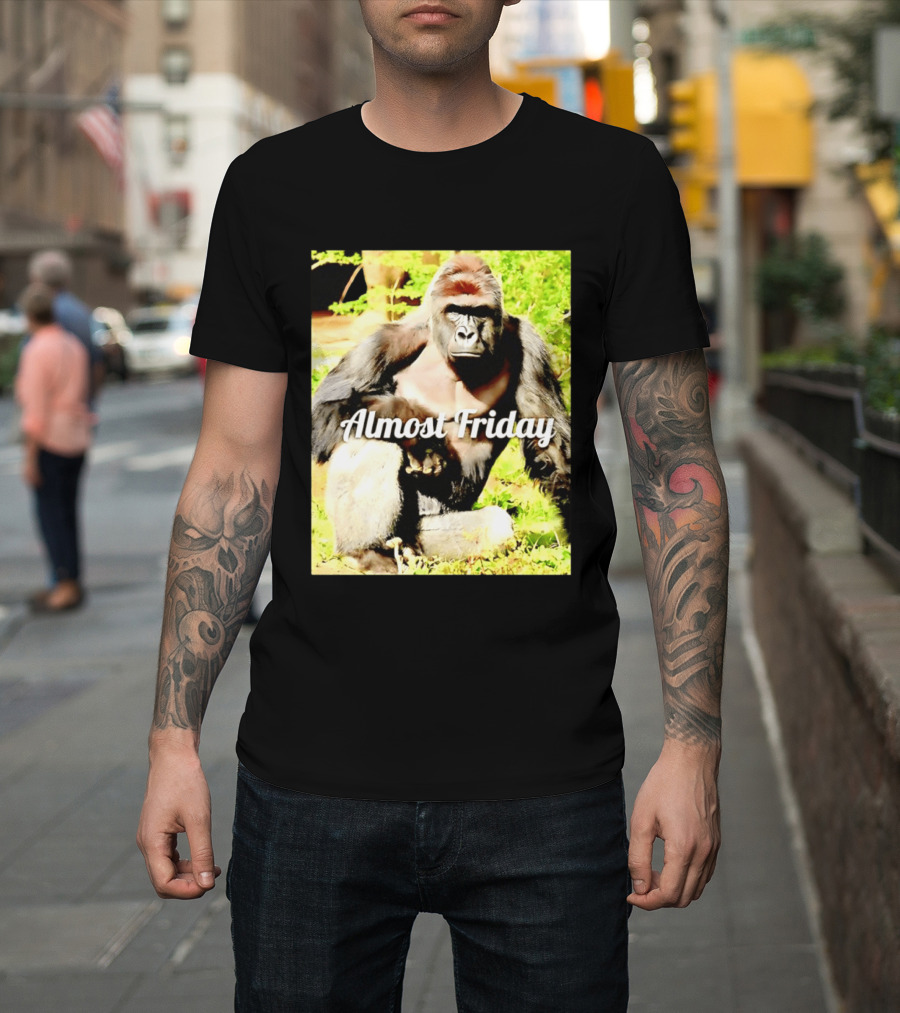 Almost Friday Gorilla Relaxing In Nature T-Shirt