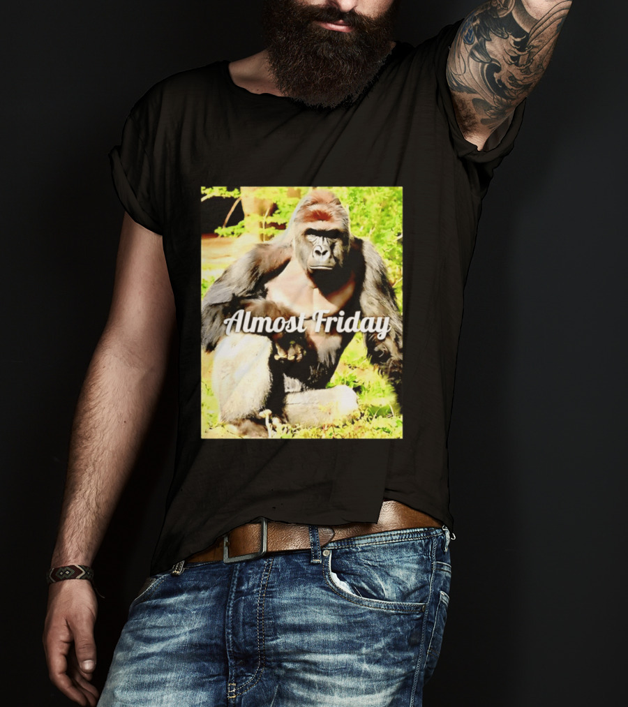 Almost Friday Gorilla Relaxing In Nature T-Shirt