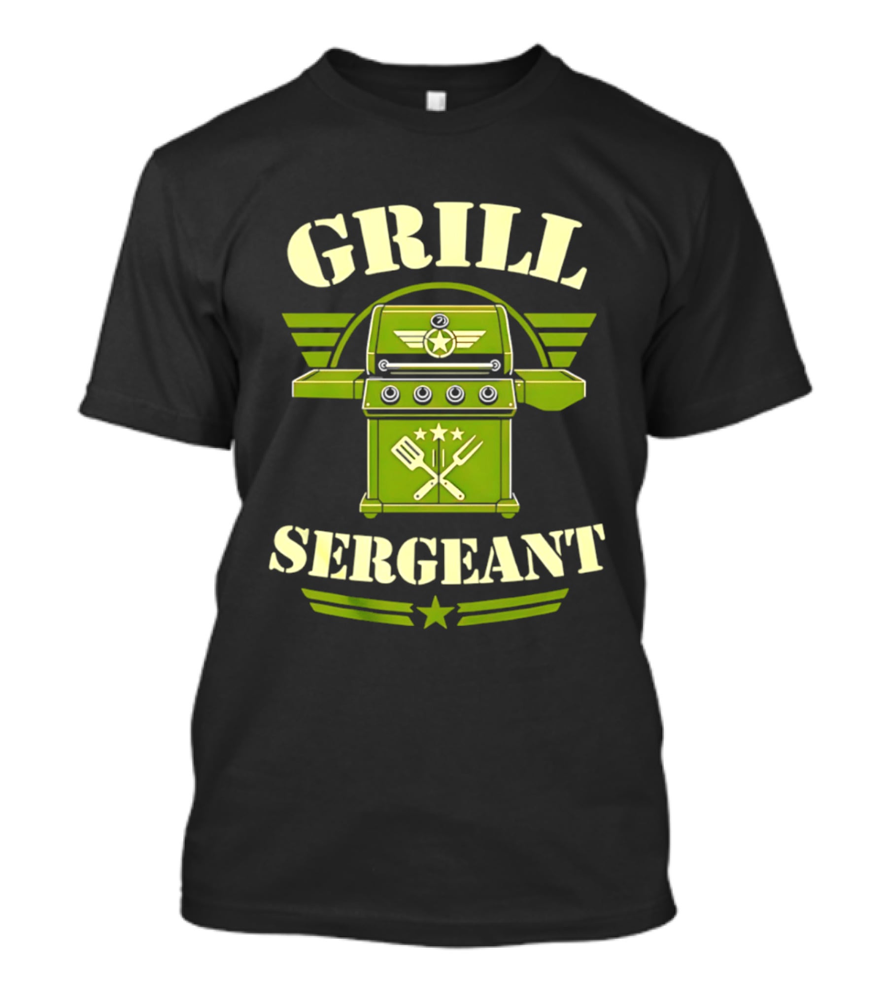 Grill Sergeant Military Style Barbecue Theme With Star Emblem And Utensils T-Shirt