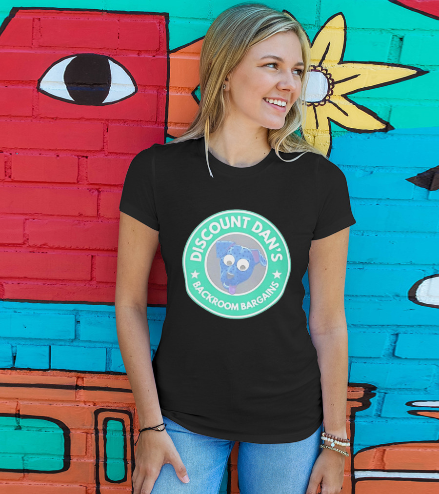 Discount Dan's Backroom Bargains Dog Face Circular T-Shirt