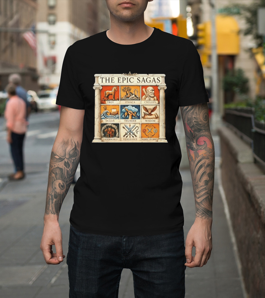 The Epic Sagas Odysseus Trojan War Ocean Thunder Underworld Cyclops Vengeance Heroic Journey T-Shirt