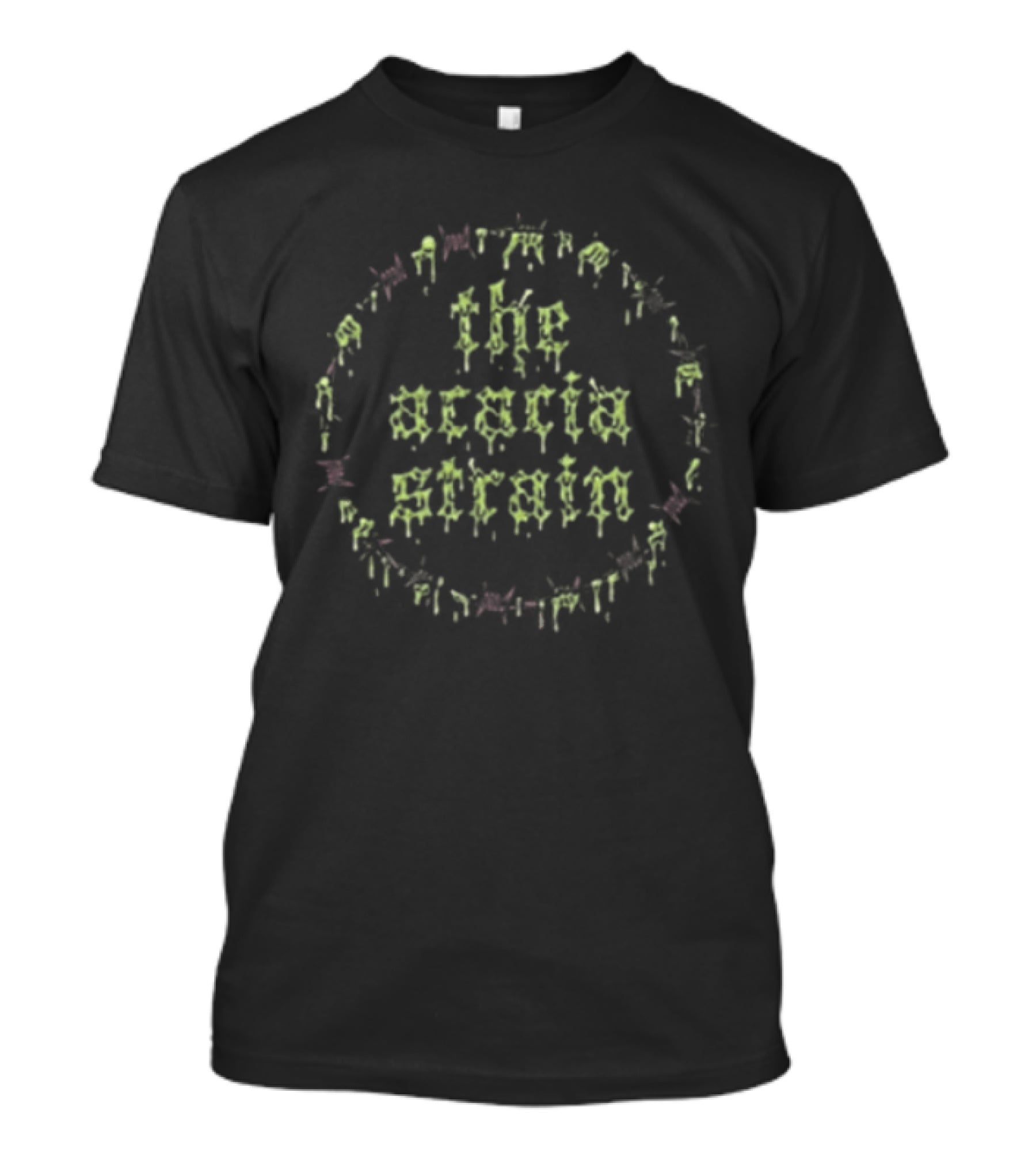 The Acacia Strain Muckman Text In Green With Pink T-Shirt