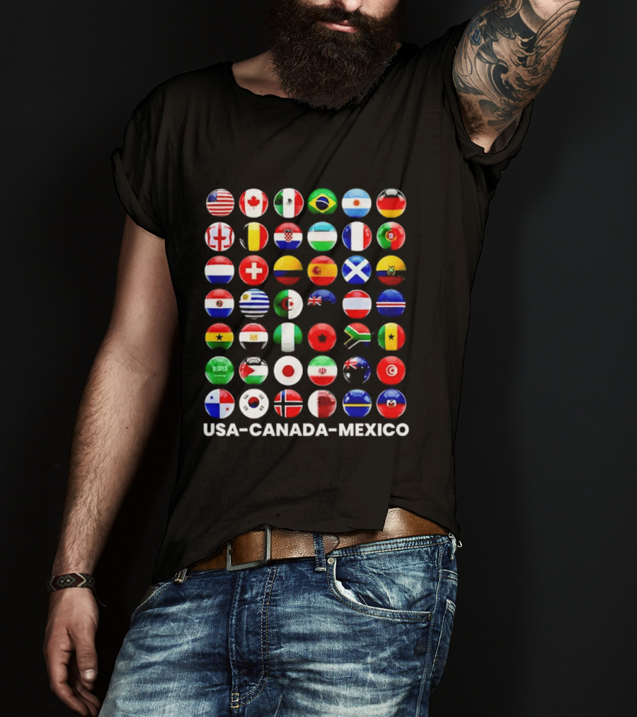 USA Canada Mexico Soccer Tournament All Country Flags United Nations Football Nations T-Shirt