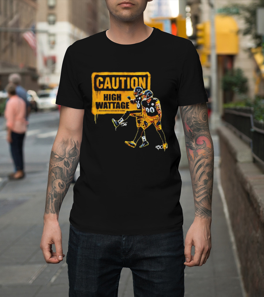 Caution High Wattage Alex Highsmith TJ Watt Pittsburgh Steelers Sack T-Shirt