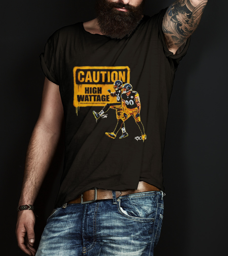 Caution High Wattage Alex Highsmith TJ Watt Pittsburgh Steelers Sack T-Shirt