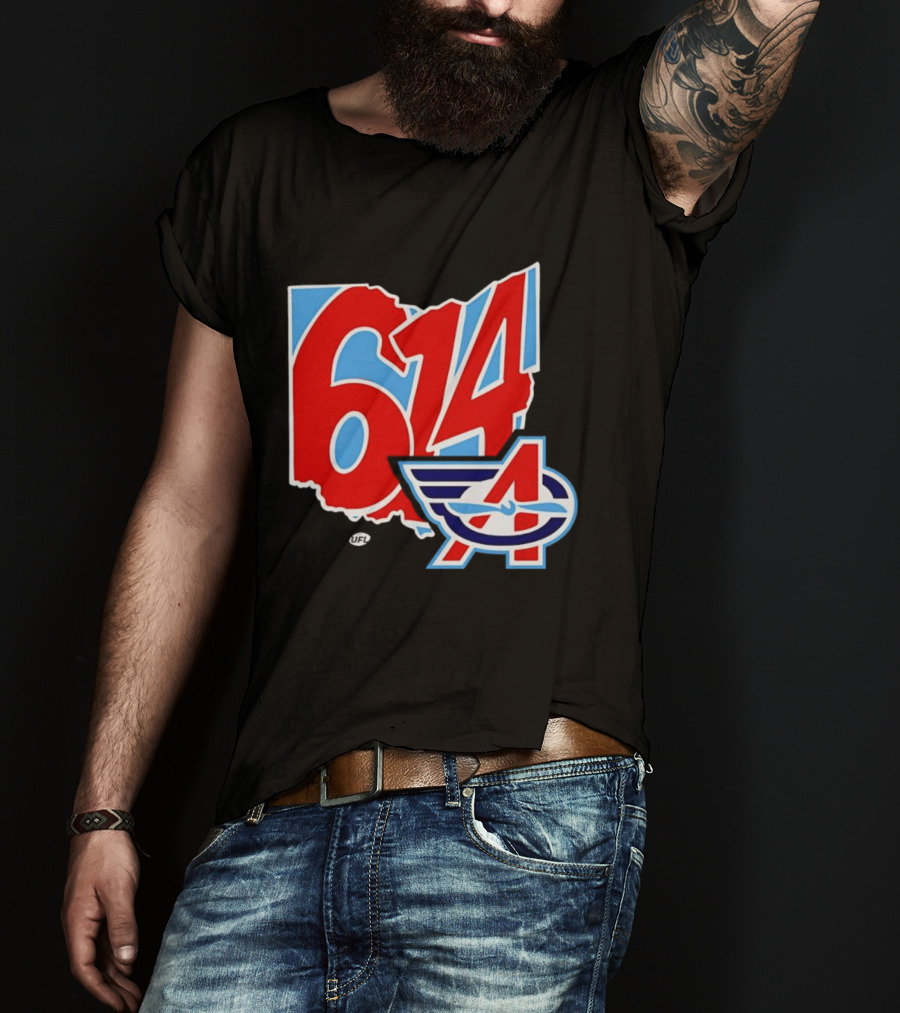 Arlington Renegades Ohio 614 United Football League State Map T-Shirt