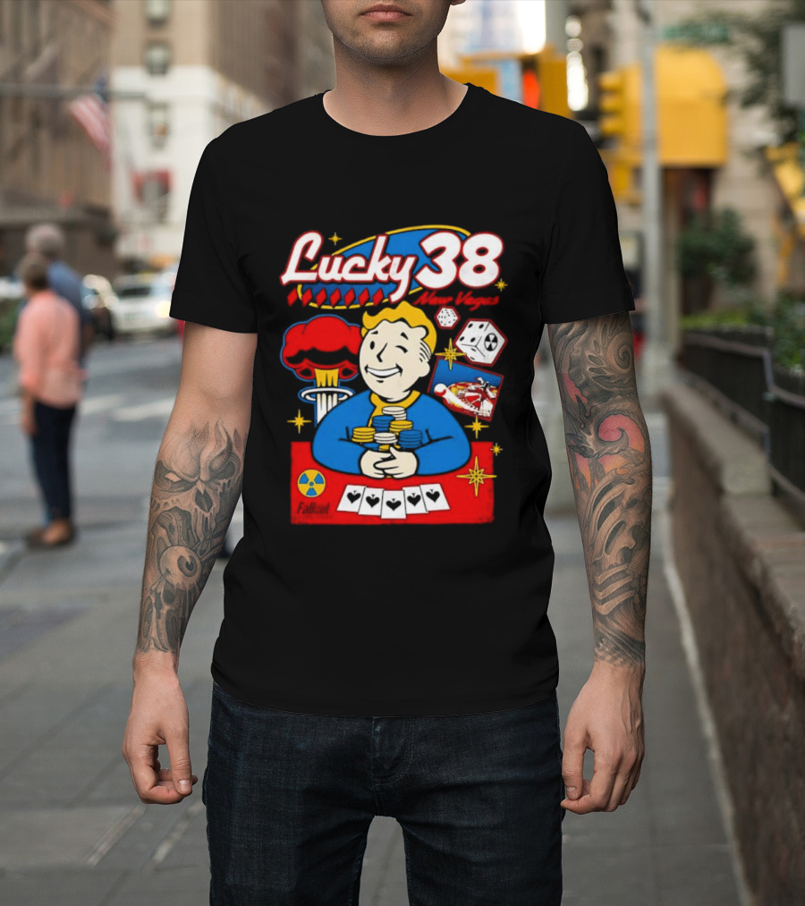 Lucky 38 New Vegas Vault Boy Poker Explosion T-Shirt