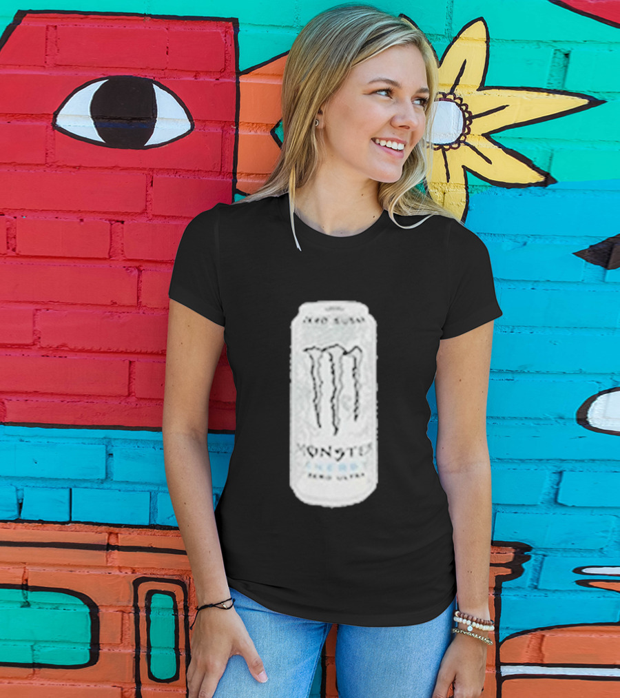 Monster Energy Zero Sugar White Can Patch T-Shirt