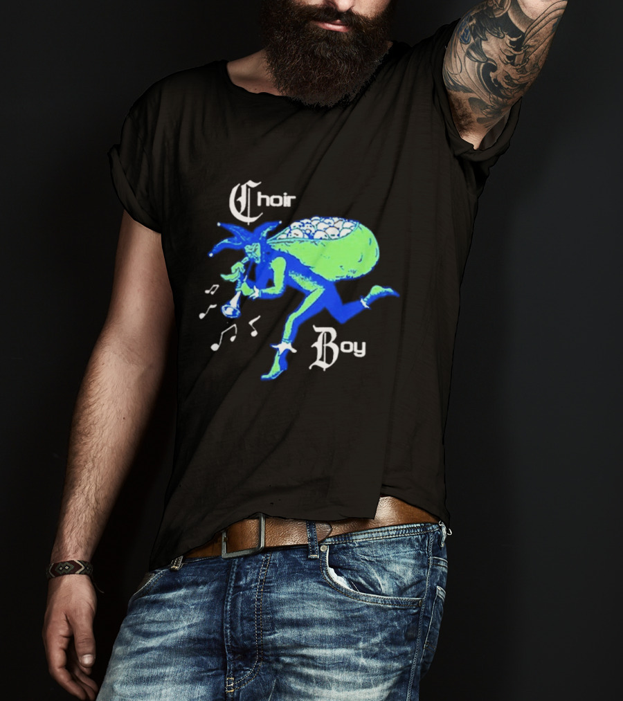 Choir Boy Running Jester With Bag Of Bones And Musical Notes T-Shirt
