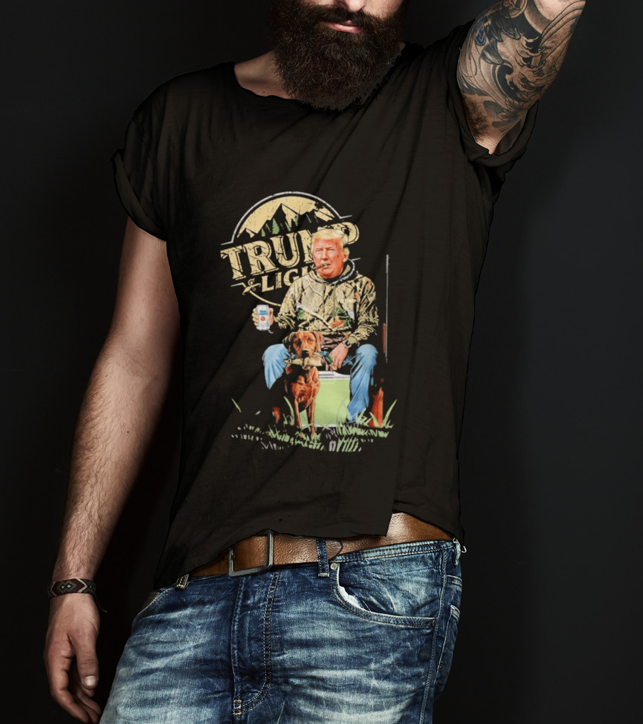 Trump Light Countryside Hunting With Dog And Beer T-Shirt