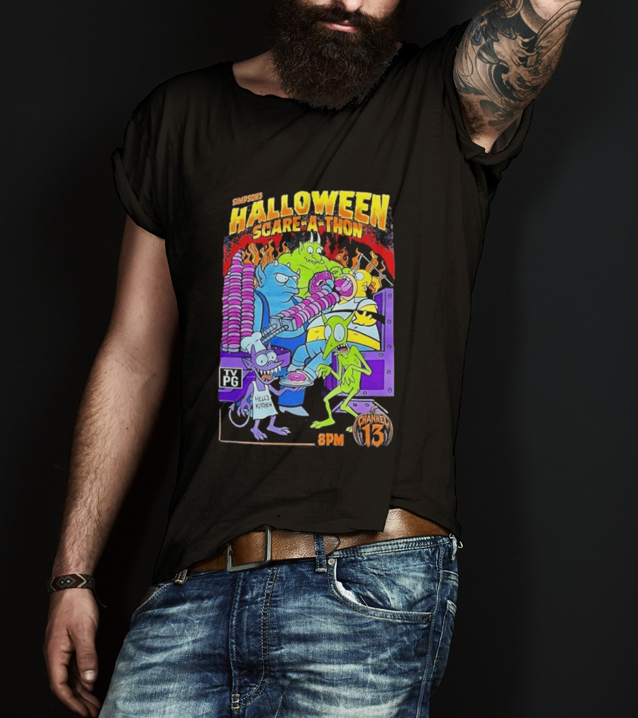 Simpsons Halloween Scare A Thon TV PG 8PM Channel 13 Hell's Kitchen Monsters And Aliens T-Shirt