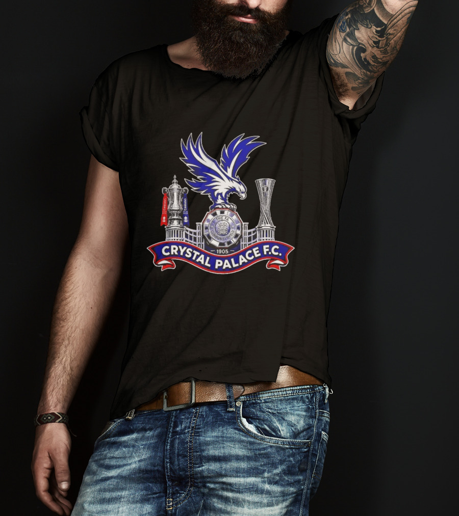 Crystal Palace FC FA Community Shield 1905 Emblem With Trophies And Eagle T-Shirt