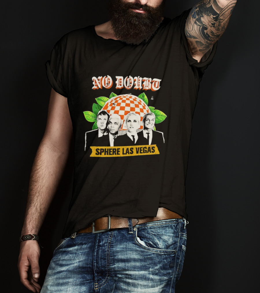No Doubt Sphere Las Vegas Checkered Umbrella Band Members And Leaves T-Shirt