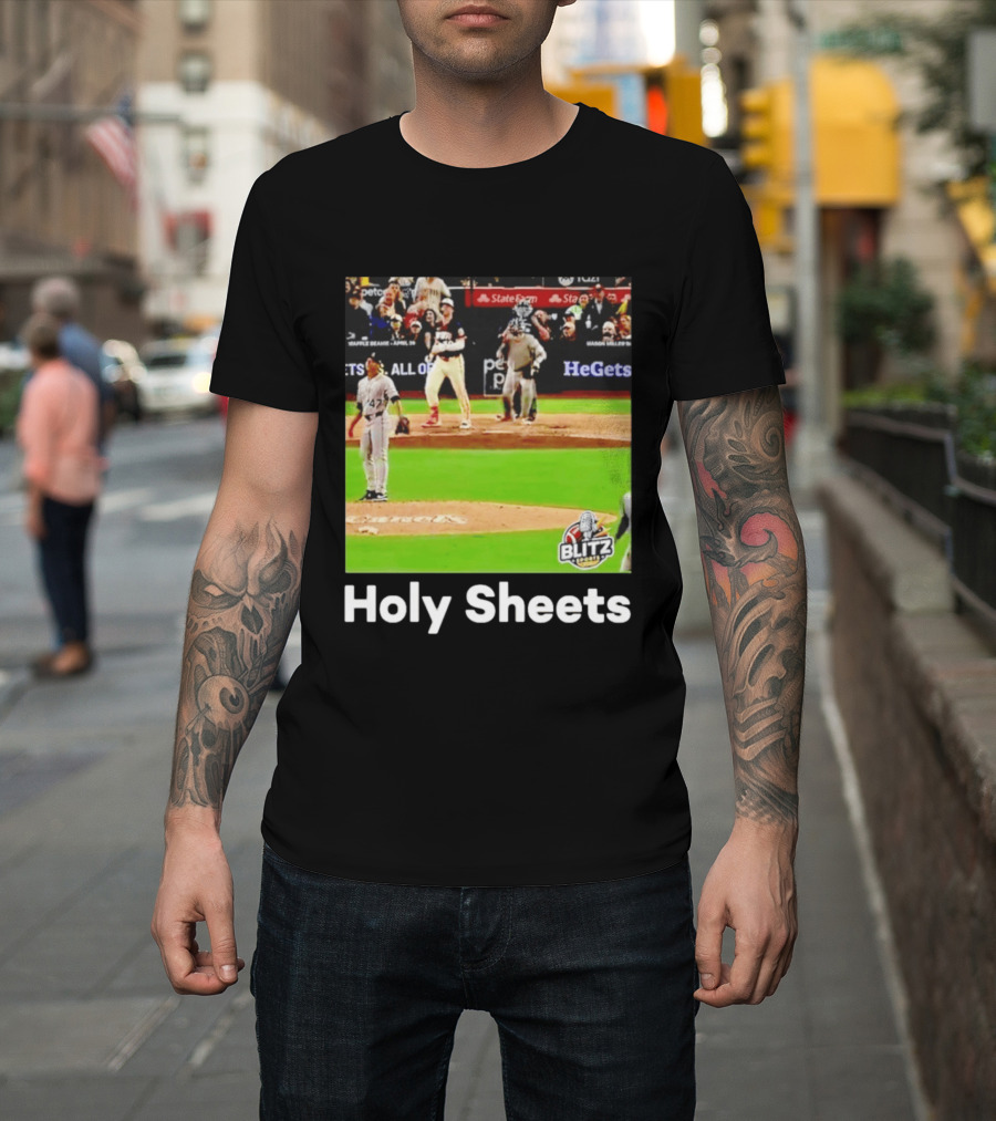 Padres Blitz Baseball Holy Sheets Petco Park T-Shirt