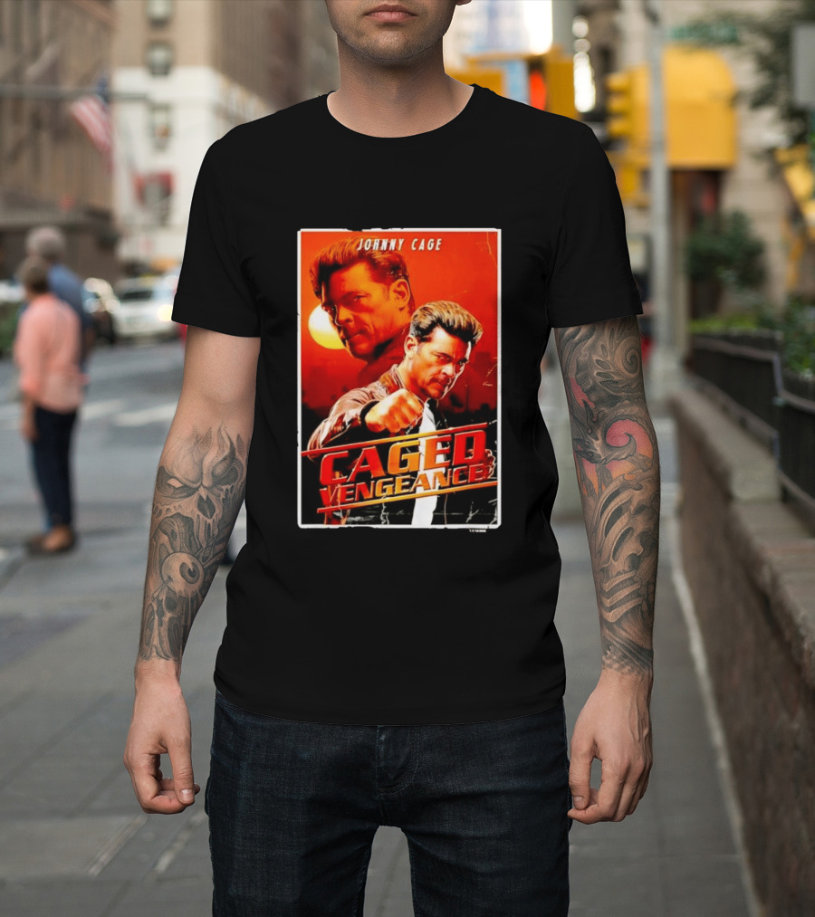 Johnny Cage Caged Vengeance Retro Action Movie T-Shirt