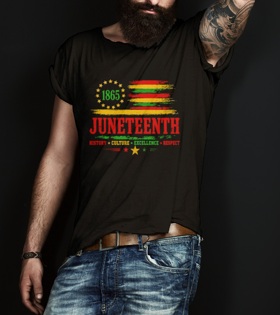 Juneteenth 1865 Flag History Culture Excellence Respect T-Shirt
