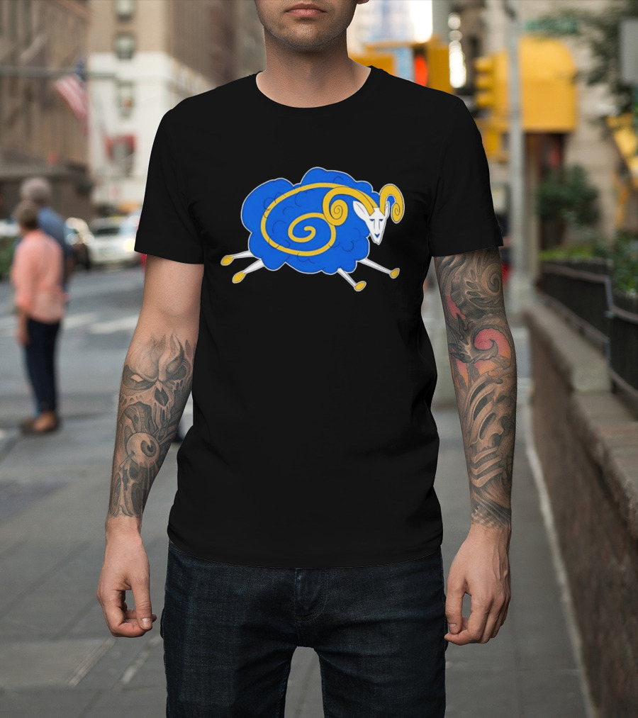 Los Angeles Rams Cursed Spiral Blue Sheep T-Shirt