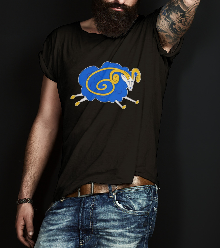 Los Angeles Rams Cursed Spiral Blue Sheep T-Shirt