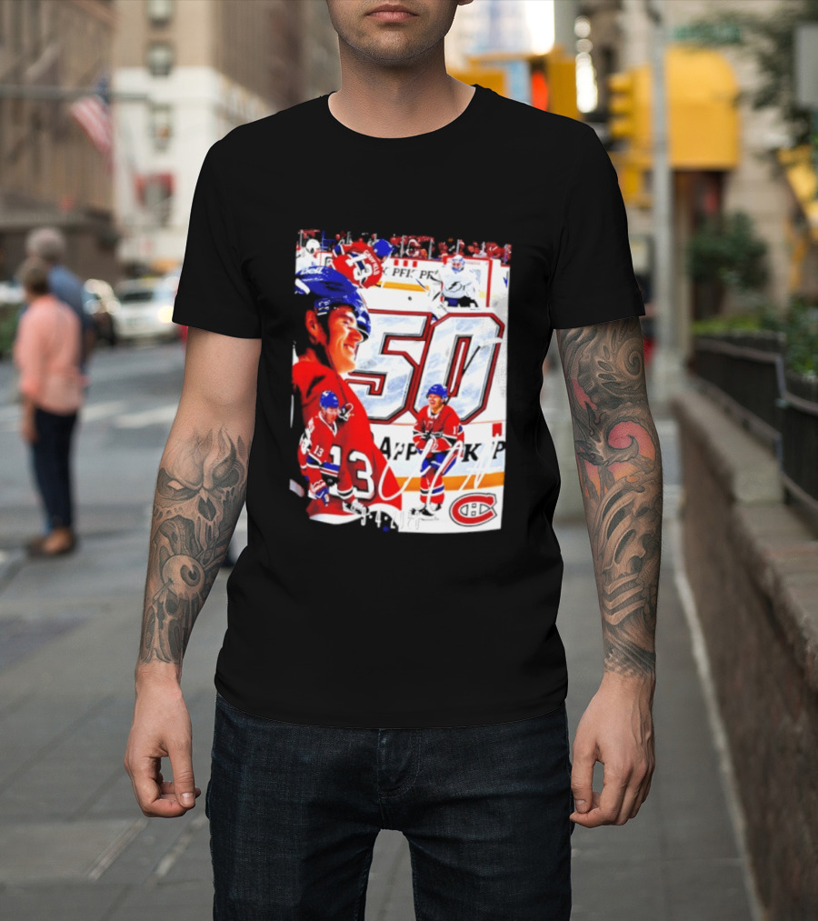 Montreal Canadiens Cole Caufield 50 Goals Celebration 2026 T-Shirt