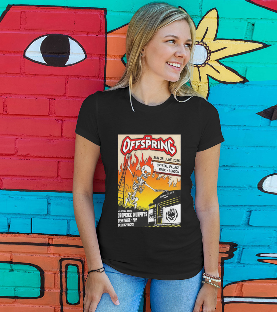 The Offspring Concert June 28 2026 Crystal Palace Park London Dropkick Murphys Pennywise Pup Destroy Boys T-Shirt