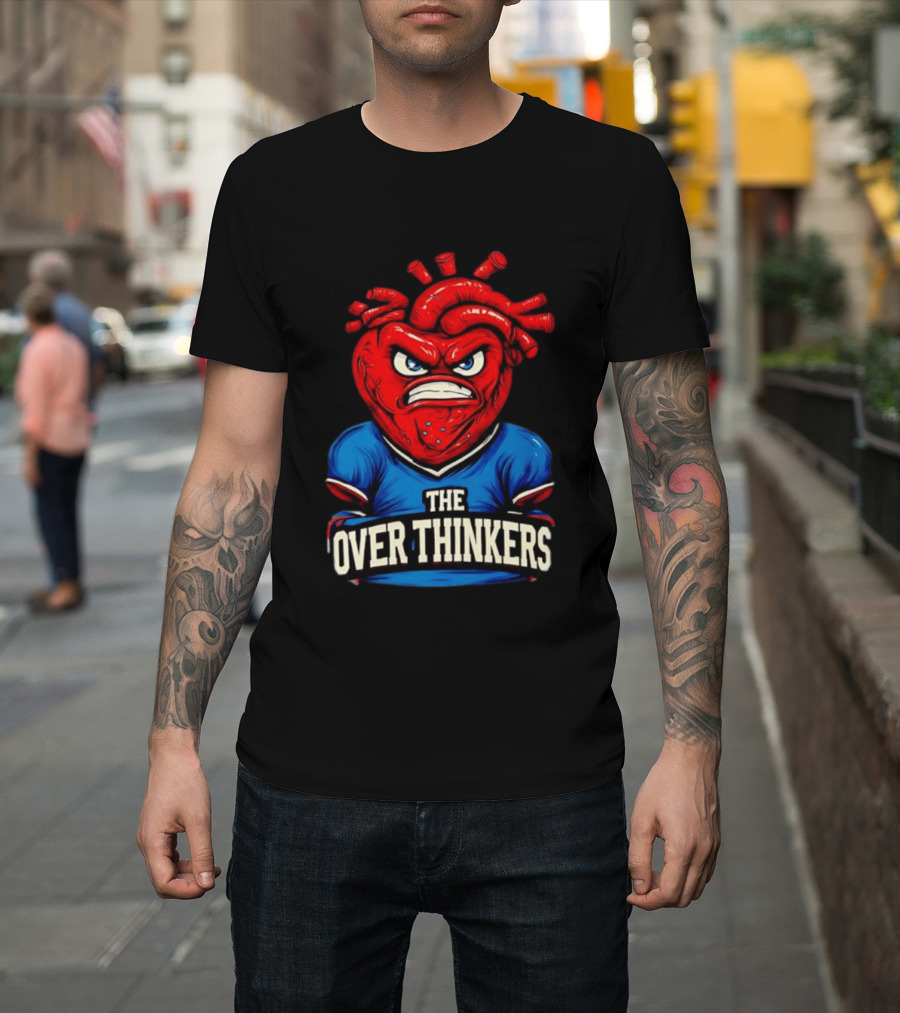 The Overthinkers Varsity Angry Heart Bold Red Blue T-Shirt