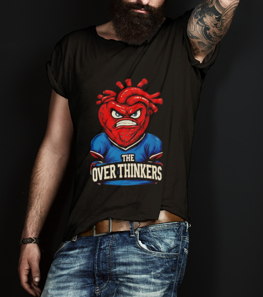 The Overthinkers Varsity Angry Heart Bold Red Blue T-Shirt