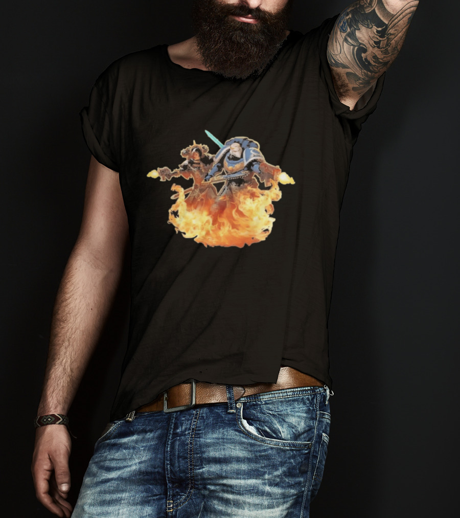 Warhammer 40 000 Boltgun II Double Battle Flames T-Shirt
