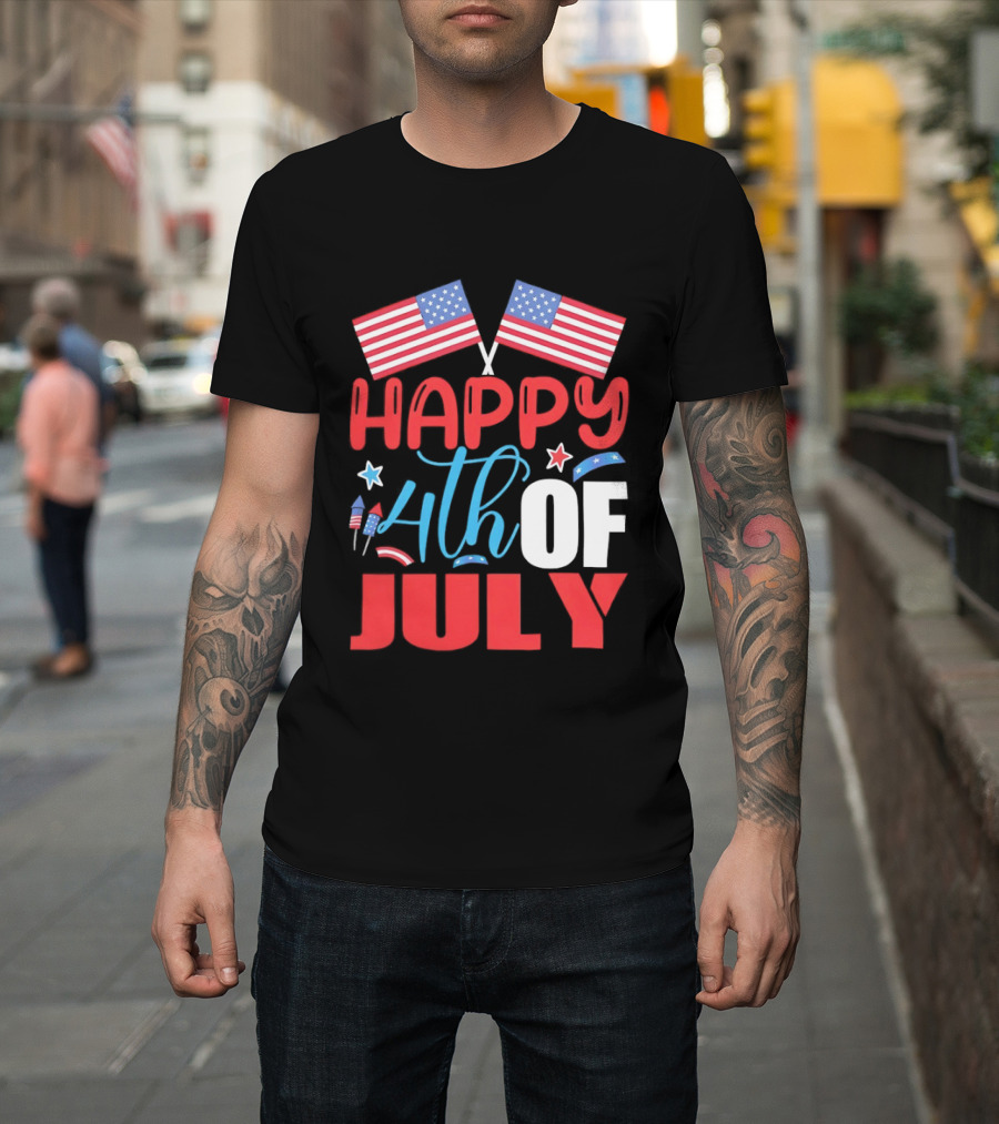 American Independence Day Happy 4th Of July USA Flags Celebration T-Shirt