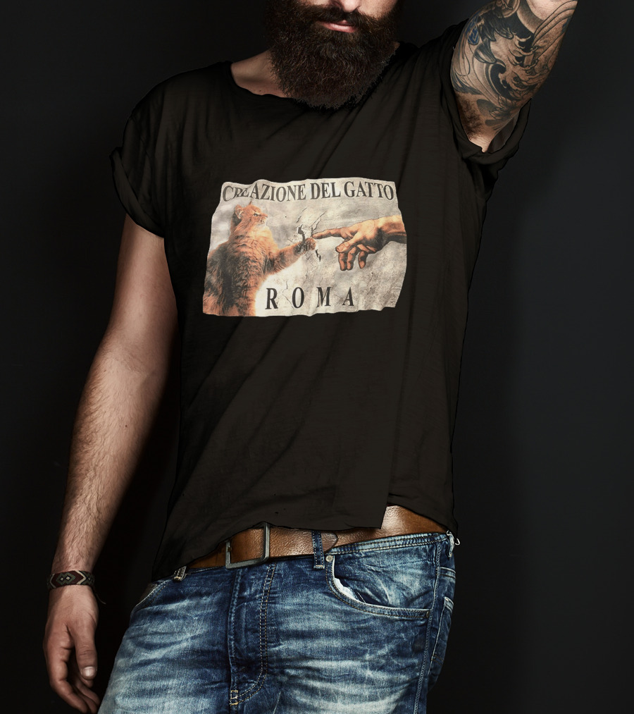 Creazione Del Gatto Cat Artwork Roma T-Shirt