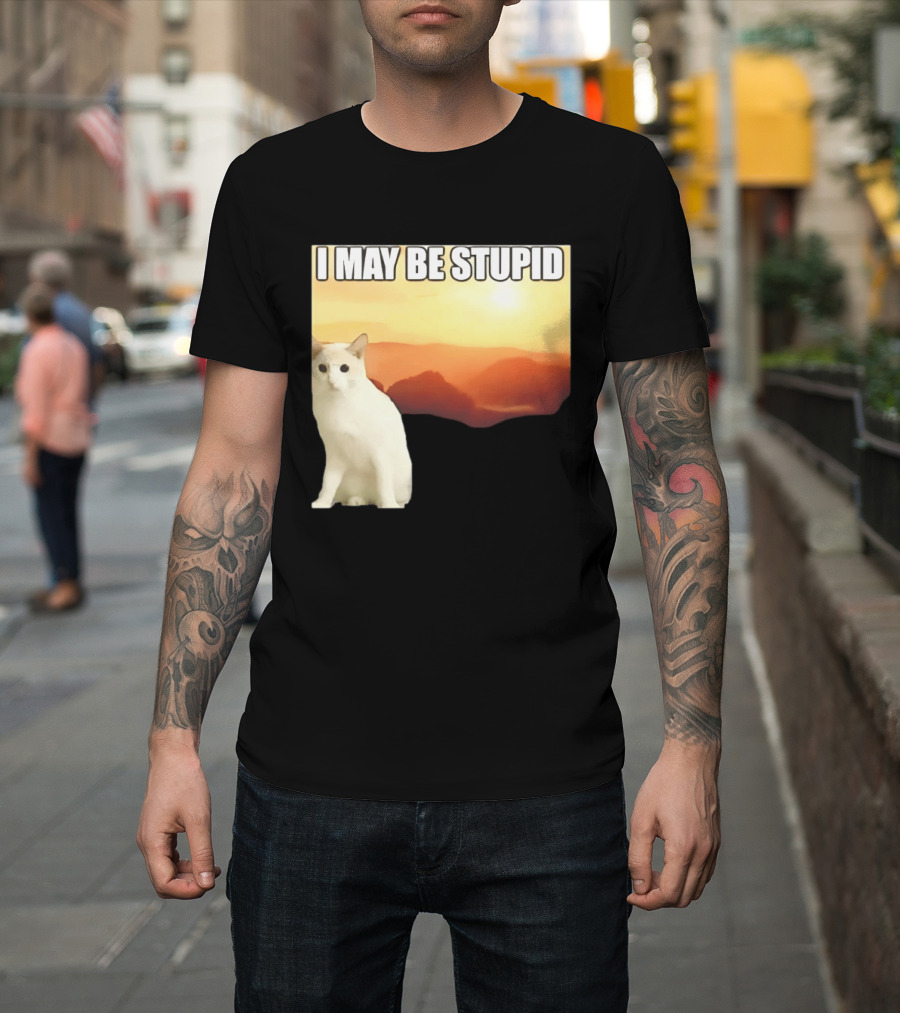 I May Be Stupid Cat With Sunrise T-Shirt