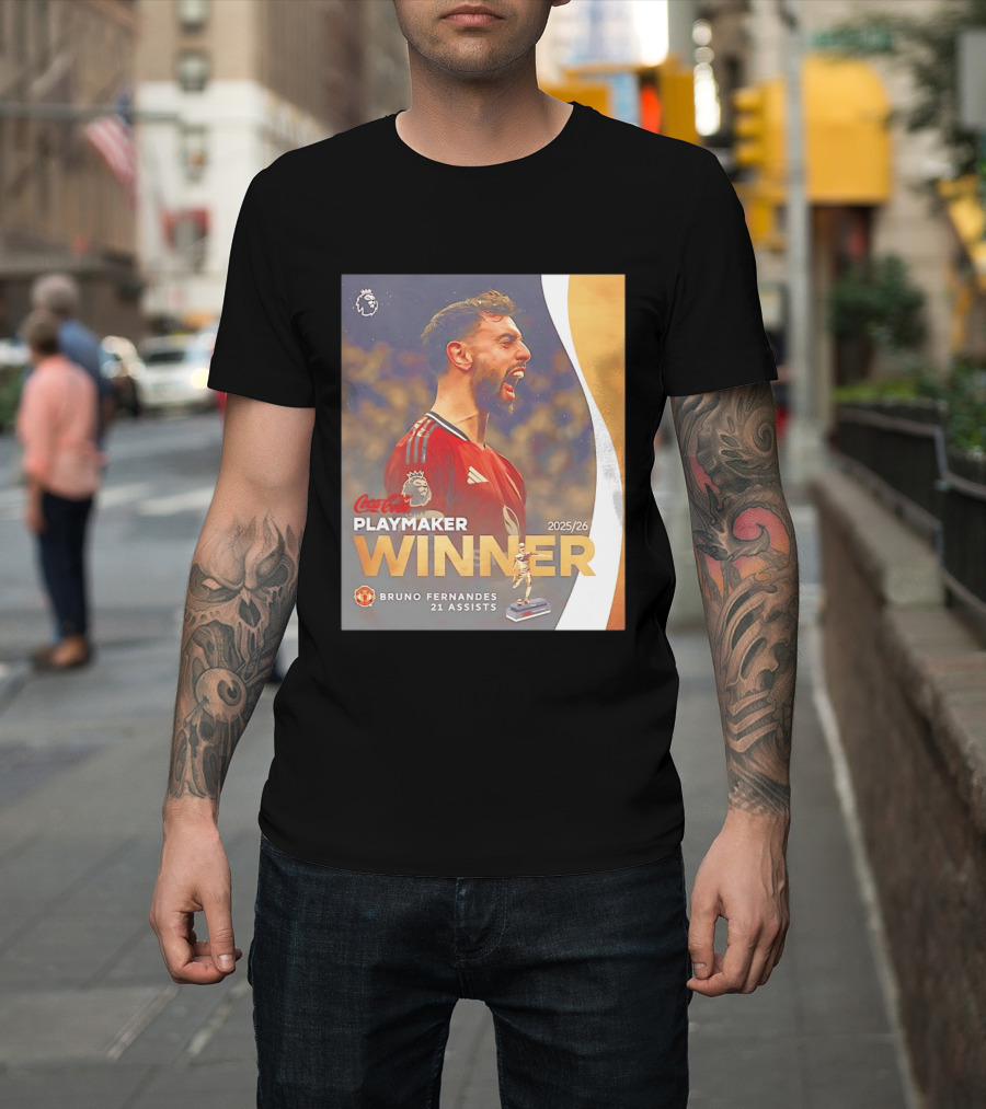 Coca Cola Playmaker Winner Bruno Fernandes Manchester United 2025/26 21 Assists T-Shirt