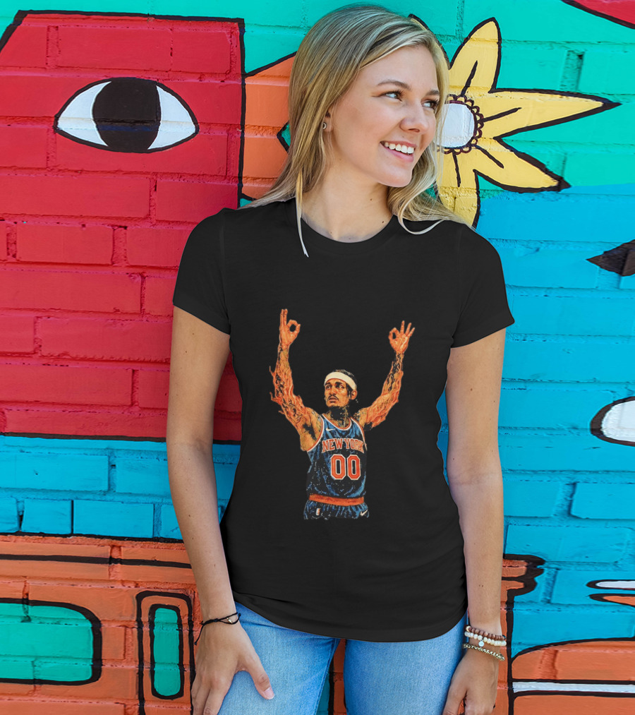 Jordan Clarkson New York Knicks Flaming Arms Basketball Game 1 2026 T-Shirt