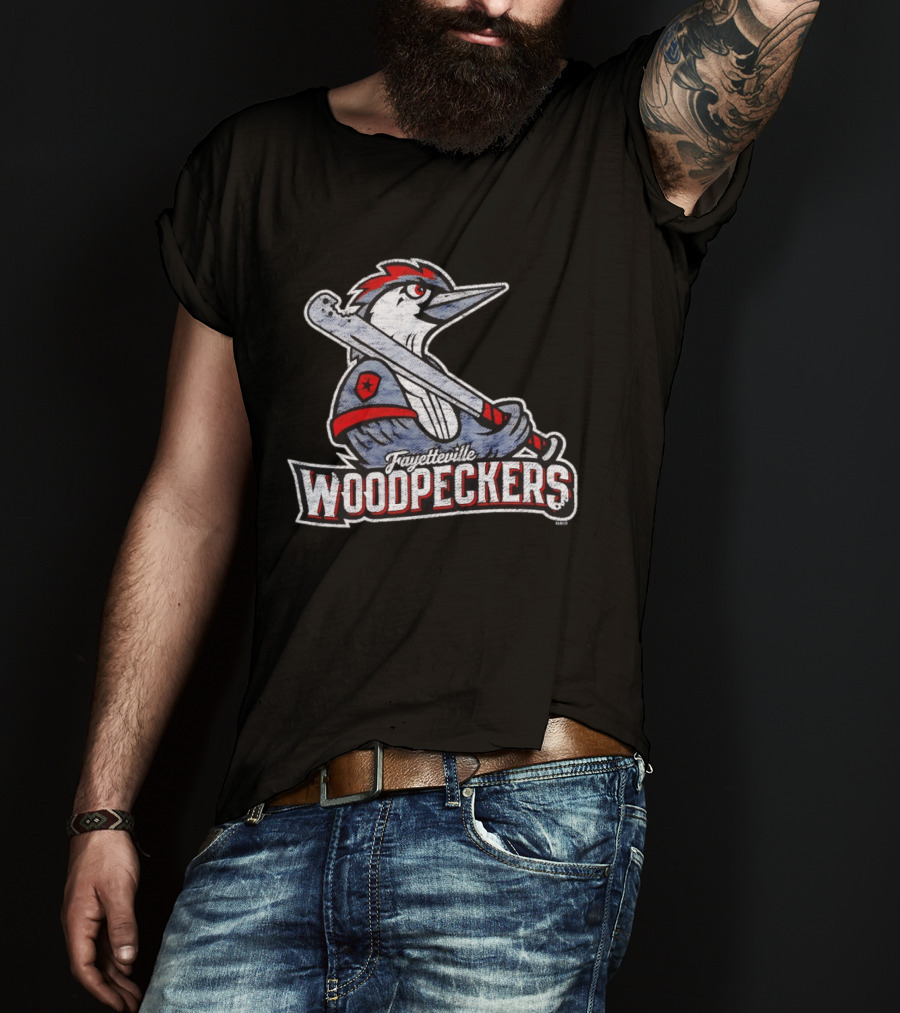 Fayetteville Woodpeckers Baseball Team Mascot Bat MLB T-Shirt